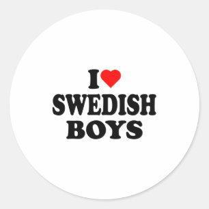 Ich liebe schwedische Jungen Ich Herz schwedische  Runder Aufkleber