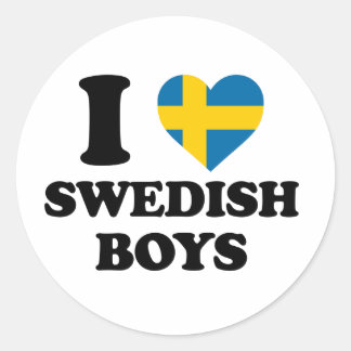 Ich liebe schwedische Jungen Schweden Flagge Herz Runder Aufkleber