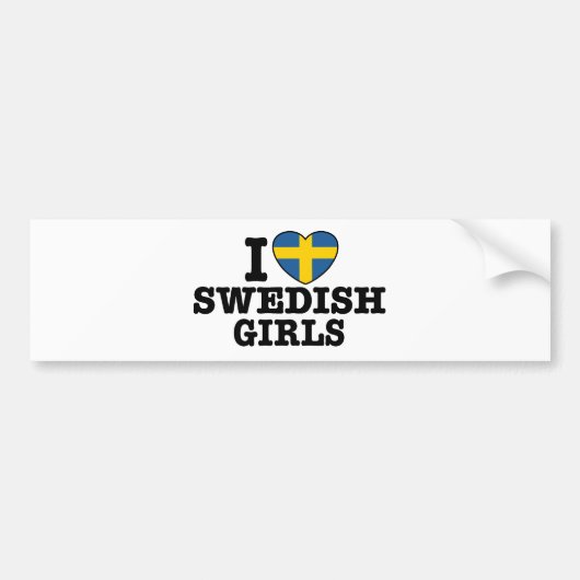Ich Liebe Schwedische Mädchen Autoaufkleber (Vorne)