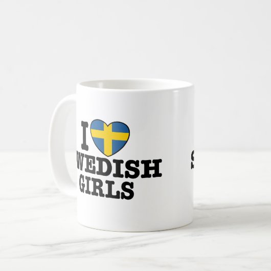 Ich Liebe Schwedische Mädchen Kaffeetasse (Vorderseite Links)