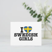 Ich Liebe Schwedische Mädchen Postkarte (Stehend Vorderseite)