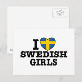 Ich Liebe Schwedische Mädchen Postkarte (Vorne/Hinten)