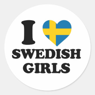 Ich Liebe Schwedische Mädchen Runder Aufkleber