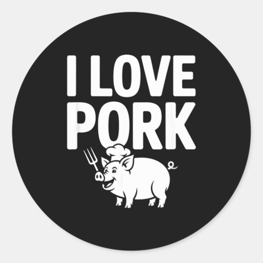 Ich liebe Schweine-Chef-Schwein-BBQ-Gabel  Runder Aufkleber (Vorderseite)