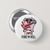Ich Liebe Schweinefleisch und Roll Funny Music Pig Button (Vorne & Hinten)
