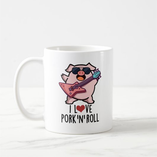 Ich Liebe Schweinefleisch und Roll Funny Music Pig Kaffeetasse (Links)