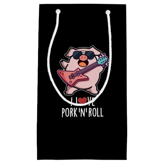 Ich Liebe Schweinefleisch und Roll Funny Music Pig Kleine Geschenktüte (Vorderseite)