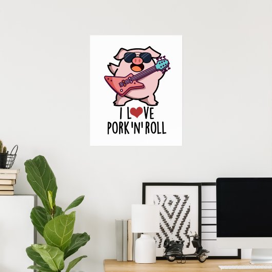 Ich Liebe Schweinefleisch und Roll Funny Music Pig Poster (Heimbüro)