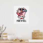 Ich Liebe Schweinefleisch und Roll Funny Music Pig Poster (Küche)
