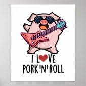 Ich Liebe Schweinefleisch und Roll Funny Music Pig Poster (Vorne)