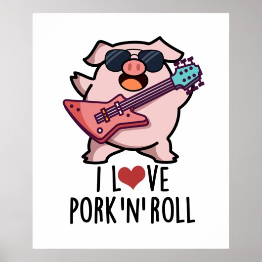 Ich Liebe Schweinefleisch und Roll Funny Music Pig Poster (Vorne)