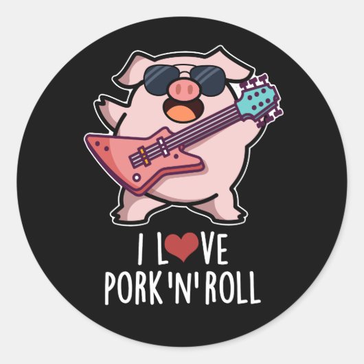 Ich Liebe Schweinefleisch und Roll Funny Music Pig Runder Aufkleber (Vorderseite)