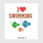 Ich LIEBE SCHWIMMEN mit dem Fischaufkleber Aufkleber (Blatt)
