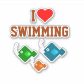 Ich LIEBE SCHWIMMEN mit dem Fischaufkleber Aufkleber (Vorderseite)