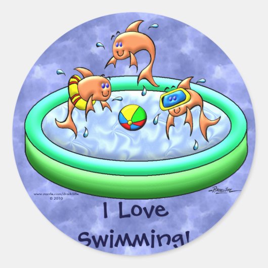 Ich Liebe schwimmen! Runder Aufkleber (Vorderseite)