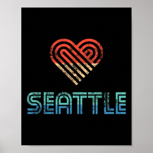 Ich liebe Seattle Distressed Urlaub Geschenk T-Shi Poster (Vorne)