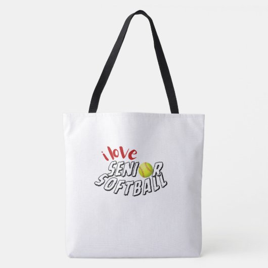 Ich liebe Senior-Softball-Tasche Tasche (Vorderseite)