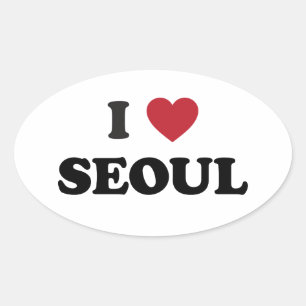 Ich liebe Seoul Südkorea Ovaler Aufkleber