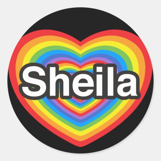 Ich Liebe Sheila. Ich Liebe dir Sheila. Herz Runder Aufkleber (Vorderseite)