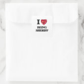 Ich Liebe Sheriff Quadratischer Aufkleber (Tasche)