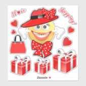 Ich Liebe Shopping lächelnd Mode Emoji Aufkleber (Blatt)