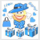 Ich Liebe Shopping lächelnd Mode Emoji Aufkleber (Blatt)