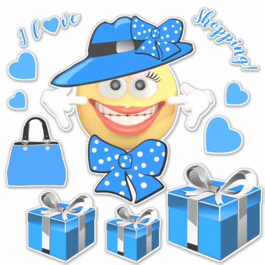 Ich Liebe Shopping lächelnd Mode Emoji Aufkleber (Vorderseite)