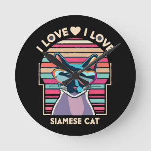 Ich liebe Siamkatze Runde Wanduhr