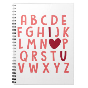 Ich Liebe Sie Alphabete niedliche valentinische Li Notizblock