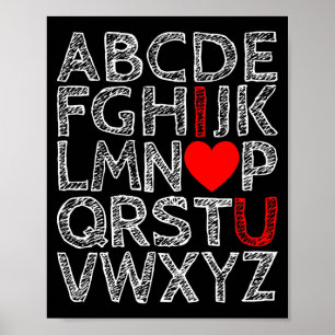 Ich Liebe Sie Alphabets Chalk texturiert Poster