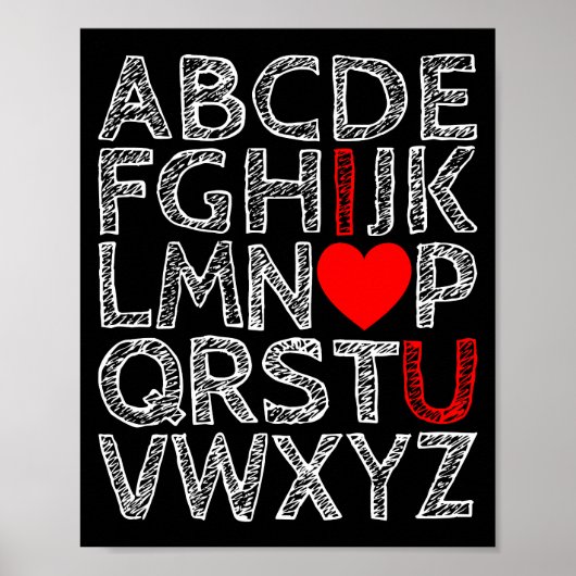 Ich Liebe Sie Alphabets Chalk texturiert Poster (Vorne)