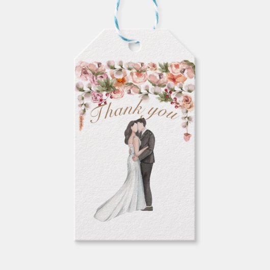 Ich Liebe Sie Aquarell Hochzeit floral elegant nie Geschenkanhänger (Vorderseite)