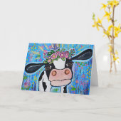 "Ich Liebe Sie auf das Mooo-n & Back" Niedliche Ku Karte (Gelbe Blume)