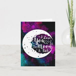 Ich Liebe Sie auf den Mond und die Rückkarte Feiertagskarte
