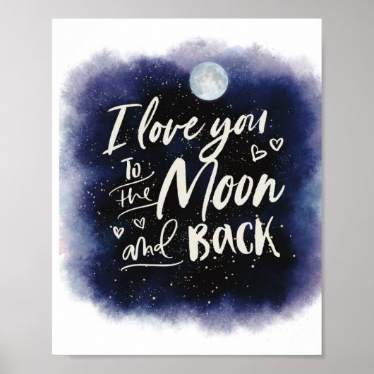 Ich Liebe Sie auf den Mond und die Rückseite Text Poster (Vorne)
