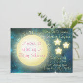 Ich Liebe Sie auf den Mond und zurück Babydusche e Einladung (Stehend Vorderseite)