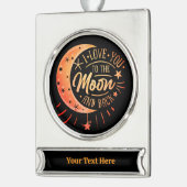 Ich Liebe Sie auf den Mond zurück Schwarz Moderne Banner-Ornament Silber (Links)