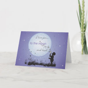 Ich Liebe Sie auf die Postkarten für den Mond und