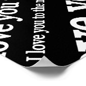 Ich Liebe Sie auf Mond und Rückseite Typografie Poster (Ecke)