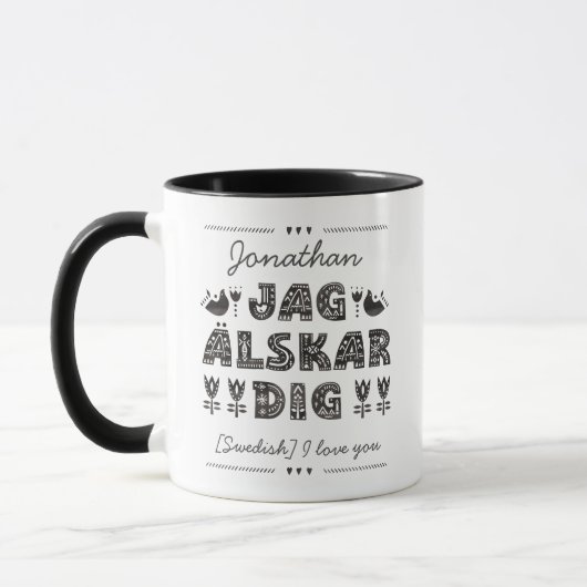 Ich Liebe Sie auf Schwedisch - Jag älskar graben Tasse (Links)