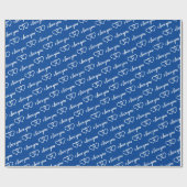 Ich Liebe Sie Blue White Heart Pattern Typografie Geschenkpapier (Flach)