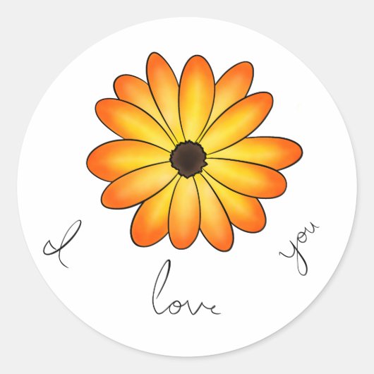 Ich Liebe Sie Blume Aufkleber (Vorderseite)