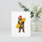 Ich Liebe Sie California Bär mit Weihnachtsmannmüt Postkarte (Stehend Vorderseite)