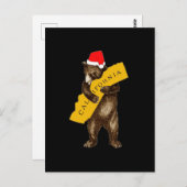 Ich Liebe Sie California Bär mit Weihnachtsmannmüt Postkarte (Vorne/Hinten)