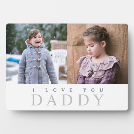 Ich Liebe Sie Daddy Modern Blue Text 2 Foto Collag Fotoplatte (Vorderseite)