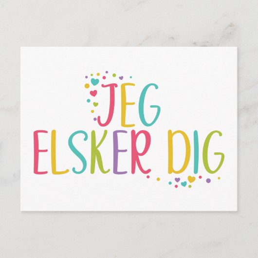 Ich Liebe Sie Dänisch Jeg elkser graben- Regenboge Postkarte (Vorderseite)