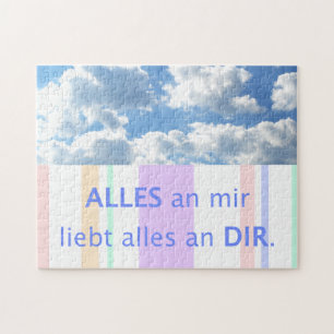 Ich Liebe Sie deutsches Zitat über Liebe Blue Sky  Puzzle