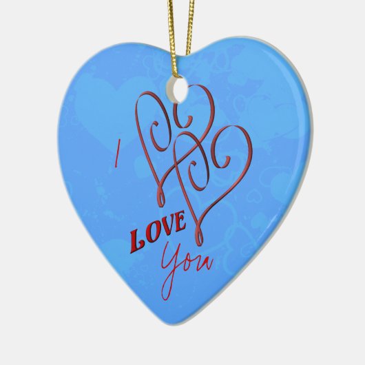 Ich Liebe Sie Doppelherzen Ornament (Links)