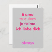 Ich Liebe Sie ... egal welche Sprache. Postkarte (Vorne/Hinten)