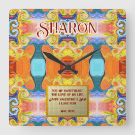 Ich Liebe Sie einzigartig Abstrakte Art-Déco-Marmo Quadratische Wanduhr